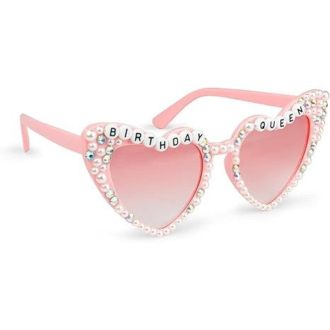 Ochelari Decorativi, Vivimall, Model Birthday Queen, cu Perle si Pietre, pentru Aniversari, din PC, 15.3 x 5.7 x 14.5 cm, Roz - vivimall.ro