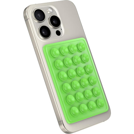 Suport Adeziv Universal, Flippy, pentru Telefon/Tableta, cu 24 Ventuze, potrivit pentru Tik-Tok/Selfie/Vizionare Video, din Silicon, 8 x 5.5 x 1 cm, Verde - vivimall.ro