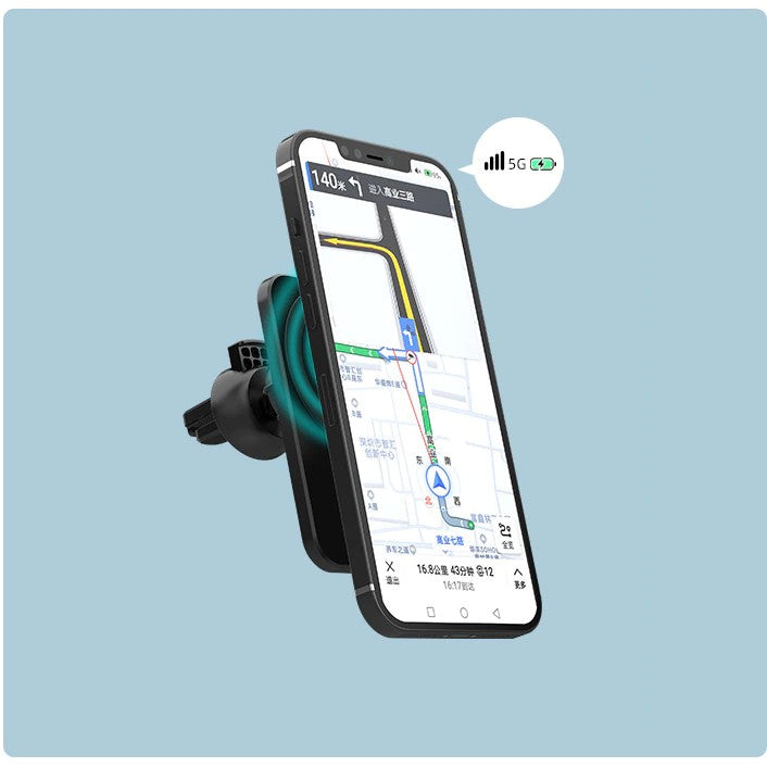 Suport auto cu incarcare wireless tip Magsafe 15W, Flippy, compatibil iPhone, Negru - vivimall.ro