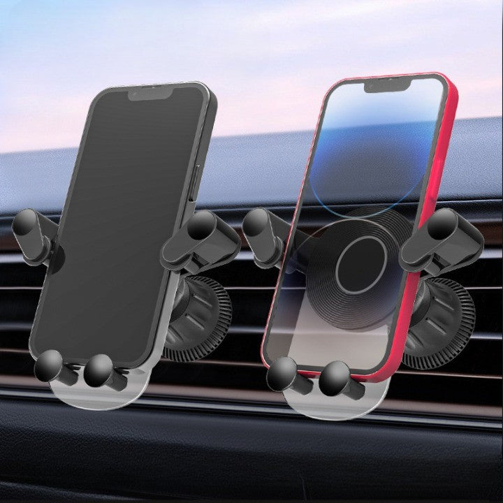 Suport Auto de Telefon, Vivimall, pentru Ventilatie, din ABS, cu Clipsuri, Rotativ, 12x9.5x12 cm, Negru-Transparent - vivimall.ro