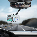 Suport auto Vivimall cu atasare la oglinda retrovizoare, model Y611, rotativ 360 de grade și retractabil, multifuncțional, compatibil cu toate telefoanele mobile, Negru - vivimall.ro