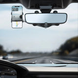 Suport auto Vivimall cu atasare la oglinda retrovizoare, model Y611, rotativ 360 de grade și retractabil, multifuncțional, compatibil cu toate telefoanele mobile, Negru - vivimall.ro