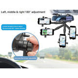 Suport auto Vivimall cu atasare la oglinda retrovizoare, rotativ 360 de grade și retractabil, multifuncțional, compatibil cu toate telefoanele mobile, Finisaj Carbon, Negru - vivimall.ro