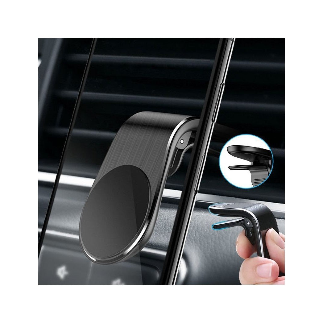 Suport auto Vivimall, cu magneti puternici neodim, pentru telefon, tableta, gps, cu prindere pe grila de ventilatie, Negru - vivimall.ro
