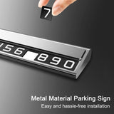 Suport Auto Numar Telefon Parcare, Flippy, Design Metalic cu Capac, Afisaj Ascuns Rabatabil, Cifre Magnetice Fluorescente, 11.8 x 3 x 1 cm, Argintiu 