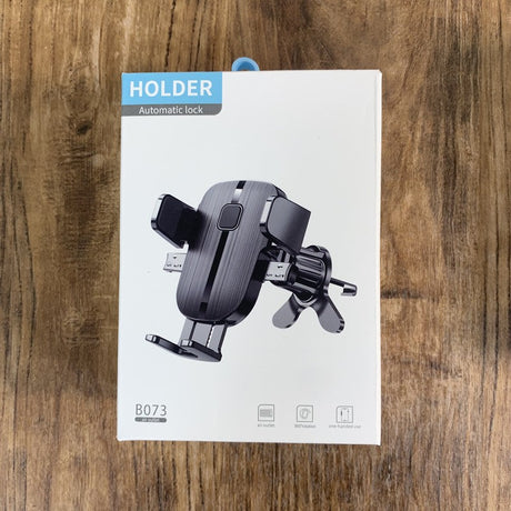 Suport Auto Telefon Flippy, Prindere Grila Ventilatie, Tija Fixare Reglabila, Rotativ 90 grade, Design Modern, Detalii Fine, Material Plastic si Silicon, 11 x  8.5 cm, Model 2, Negru - vivimall.ro