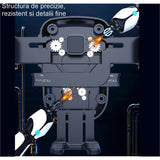 Suport Auto Telefon Flippy, Prindere Grila Ventilatie, Tija Fixare Reglabila, Rotativ 90 grade, Design Modern, Detalii Fine, Material Plastic si Silicon, 11 x  8.5 cm, Model 3, Negru - vivimall.ro