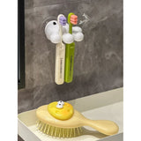 Suport de Baie, Vivimall, Multifunctional, pentru Periute/Cabluri, din PVC, cu Ventuza, Model Manusa Mickey Mouse, 7 x 6.5 cm, Alb - vivimall.ro