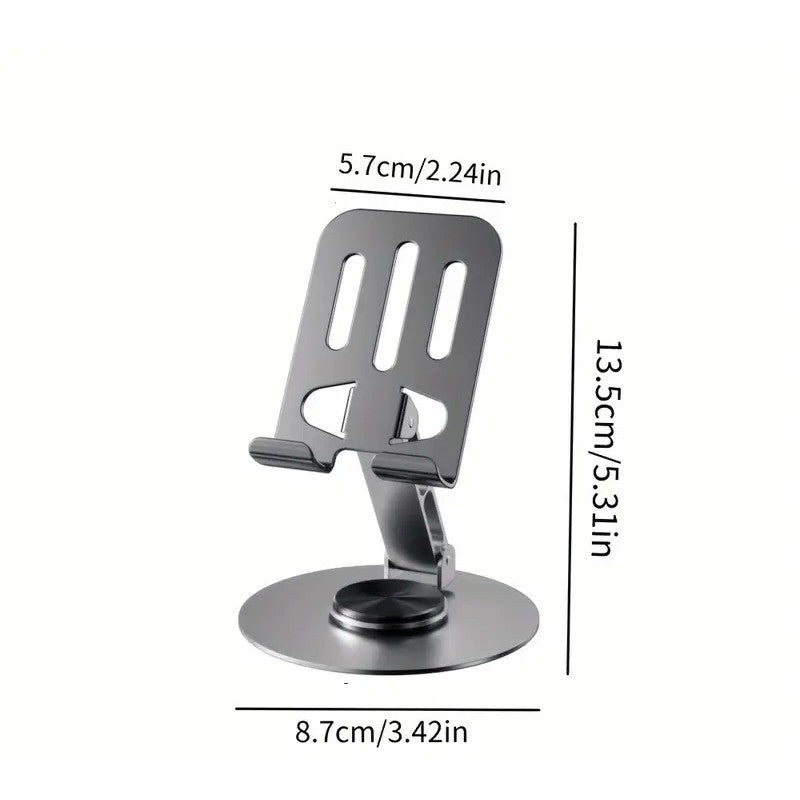 Suport de Birou pentru Telefon sau Tableta, Flippy, din Metal, Pliabil, 5.7 x 13.5 x 8.7 cm, Universal, Gri Metalic - vivimall.ro