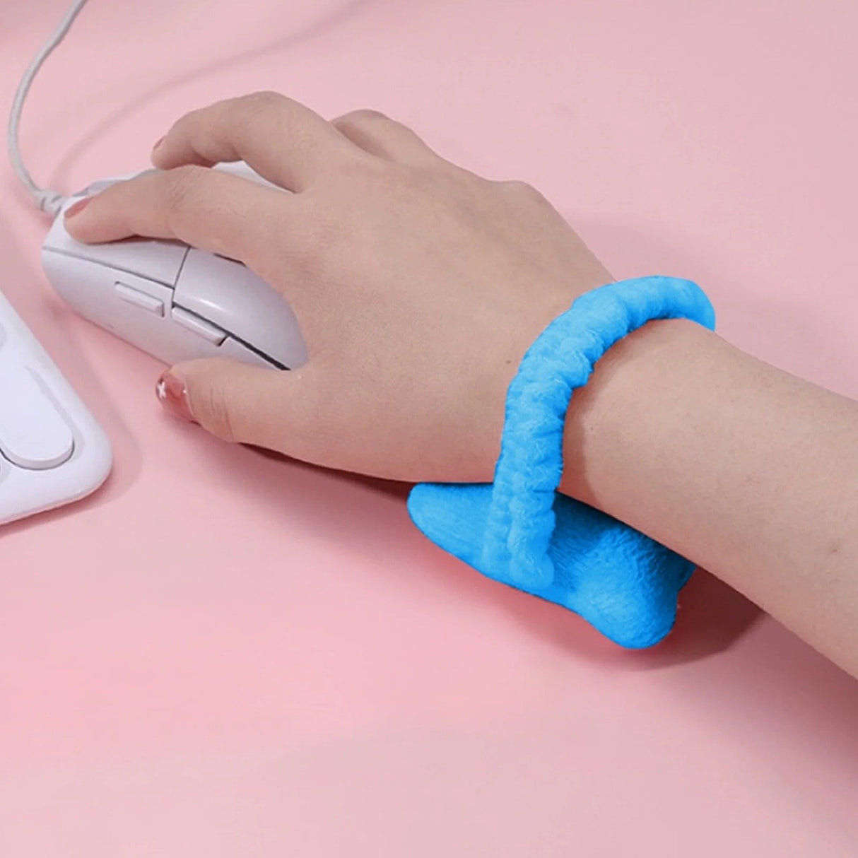 Suport de Mana, Flippy, Pernuta pentru Incheietura cu Banda Elastica, pentru Mouse, Moale, 7.5 x 7 cm, Albastru