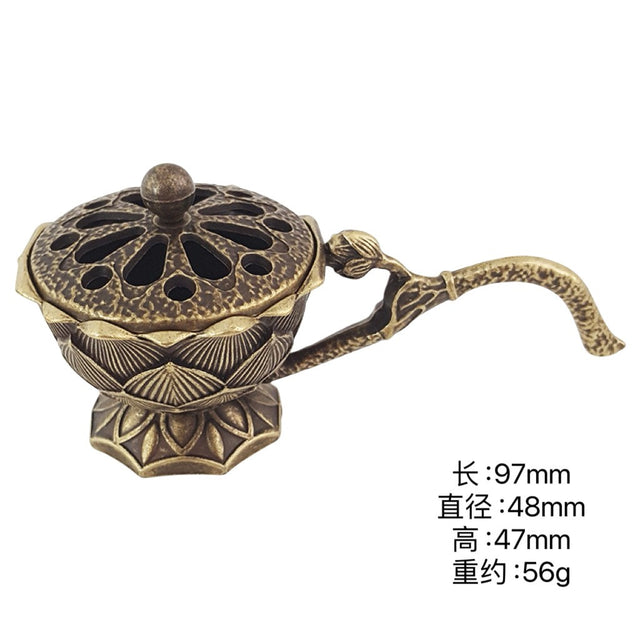 Suport de Tamaiat, Vivimall, din Aliaj de Zinc, Model Lotus, Ignifug, 9.7 x 4.8 x 4.7 cm, Bronz - vivimall.ro