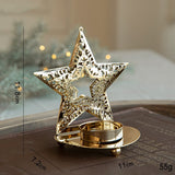 Suport Decorativ pentru Lumanare de Craciun, Flippy, Model Stea Aurie din Art Metal, pentru Masa fara Agatare, 12 x 11 x 7.2 cm, Auriu - vivimall.ro
