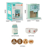 Aparat de Cafea pentru Copii, Flippy, Espressor de Cafea pentru Copii, Jucarie din Lemn, Set Barista din 10 Piese, 15 x 12.2 x 21.5 cm, Verde/Albastru - vivimall.ro