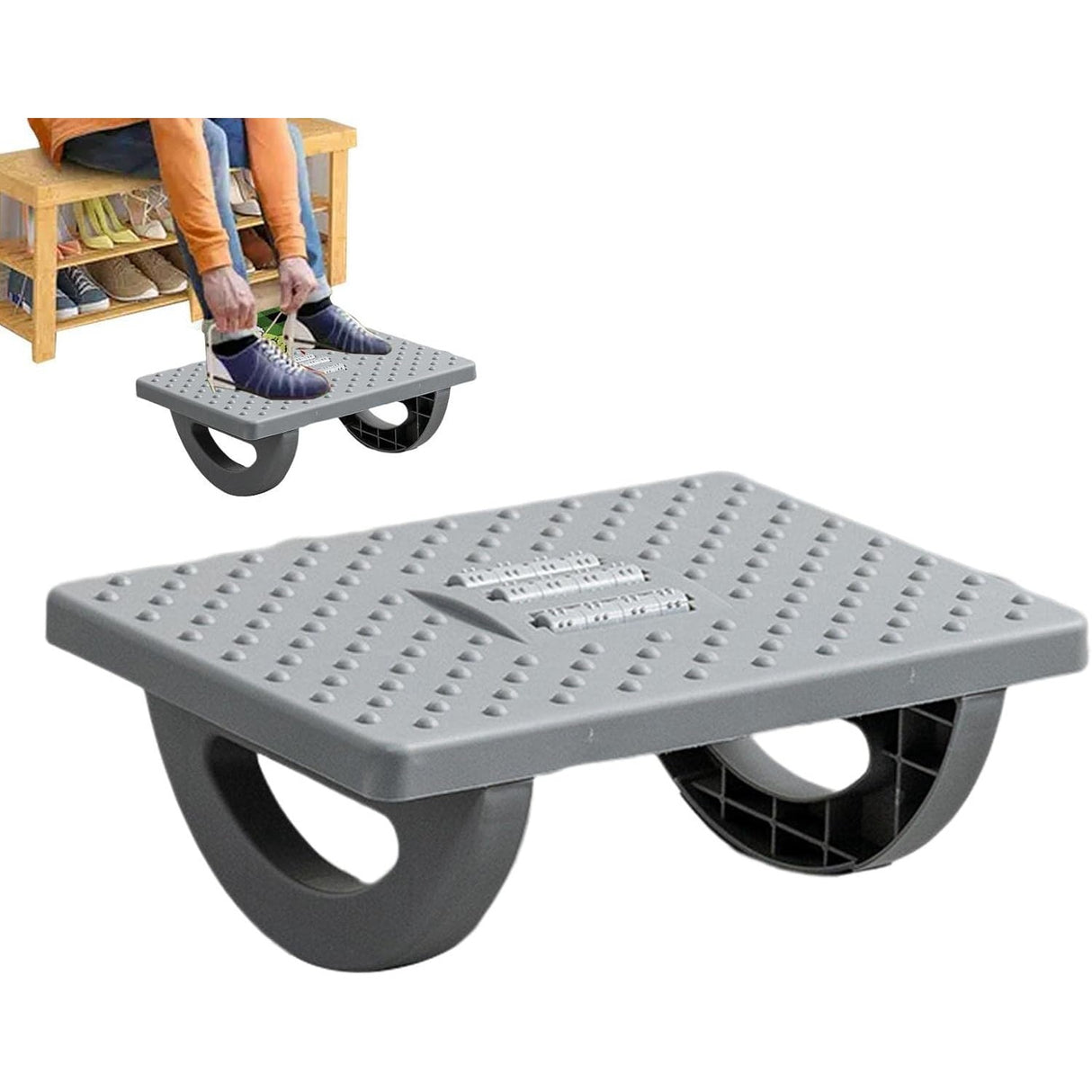 Suport Ergonimic Pentru Picioare, Plastic, Cu Role De Masaj Pentru Talpi, Pentru Birou, Usor De Transportat, Detasabil, 33.5X24X12 Cm - vivimall.ro
