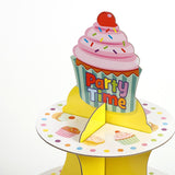 Suport Prajituri, Flippy, 3 Etaje, Design de Petrecere, pentru Prajituri, Candy Bar, din Carton, Galben/Multicolor - vivimall.ro