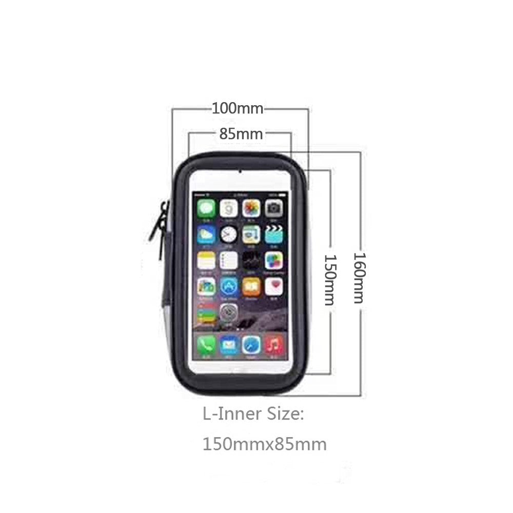 Suport husa telefon mobil Flippy pentru bicicleta si motocicleta, rezistent apa si socuri, touchscreen, 360 rotativ, negru, marime L ≤ 5.5 inch - vivimall.ro