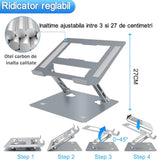 Stand Laptop si Tableta, Flippy, Suport Laptop Ergonomic, Pliabil, Ajustabil pe Inaltime, Portabil, Anti Alunecare, 27.7 x 27.7 x 5 cm, Gri - vivimall.ro