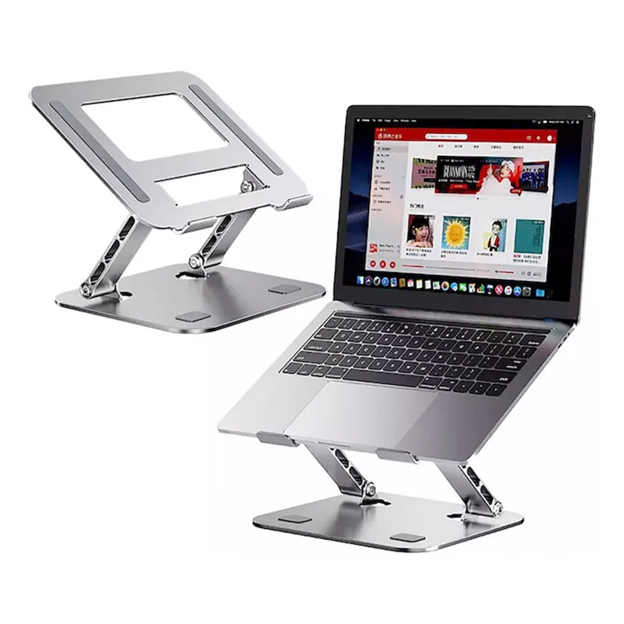 Stand Laptop si Tableta, Flippy, Suport Laptop Ergonomic, Pliabil, Ajustabil pe Inaltime, Portabil, Anti Alunecare, 27.7 x 27.7 x 5 cm, Gri - vivimall.ro