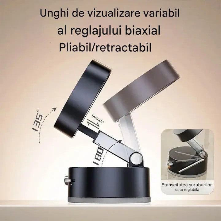 Suport Magnetic Auto pentru Telefon, cu Ventuza, Pliabil si Retractabil, Fixare prin Vid si Magnet, Rotativ 360° - vivimall.ro