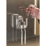 Suport Multifunctional Dublu, Pahar Si Suport Pentru Periuta De Dinti, Plastic, 11 Cm X 11.5 Cm - vivimall.ro