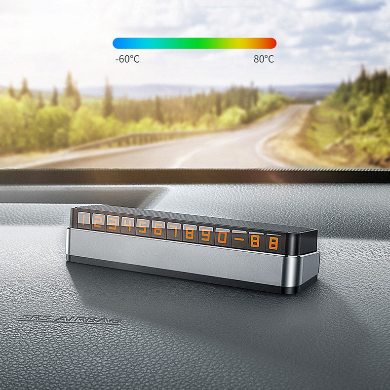 Suport Numar de Telefon pentru Parcare Auto, Vivimall, Suport pentru Numarul de telefon, Pop-Up pentru Ascundere, Banda Adeziva Inclusa, 150 x 52 x 60 mm, Cifre Rosii, Space Gray - vivimall.ro