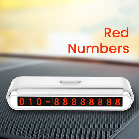 Suport Numar de Telefon pentru Parcare Auto, Vivimall, Suport pentru Numarul detelefon, Banda glisanta pentru Ascundere, Banda Adeziva Inclusa, 120 x 48 x 24 mm, Cifre Rosii, Gri deschis - vivimall.ro
