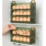 Suport Organizator Pentru Oua, Pentru Frigider, Verde Transparent, Capacitate 30 Oua, Trei Straturi, Cu Data De Expirare, 25.5X10X23 Cm - vivimall.ro