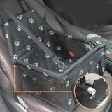 Suport pentru Animalele de Companie, Vivimall, pentru Masina, cu Prindere de Scaun si Centura de Siguranta, Negru cu Imprimeu, 40x32x42cm - vivimall.ro