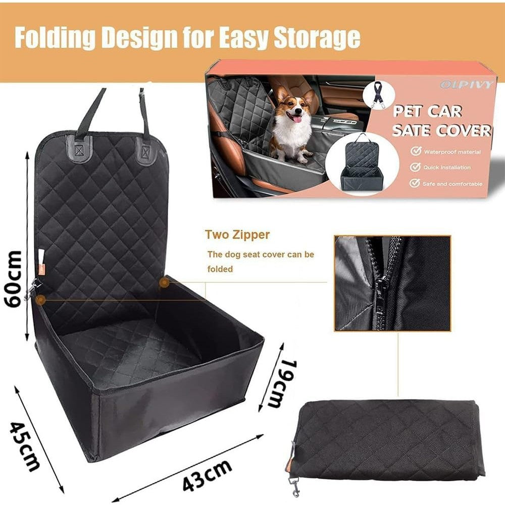 Suport pentru Animalele de Companie, Vivimall, pentru Masina, cu Prindere de Scaun si Centura de Siguranta, 45x43x60cm, Gri - vivimall.ro