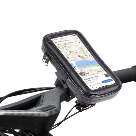 Suport husa telefon mobil Flippy pentru bicicleta si motocicleta, rezistent apa si socuri, touchscreen, 360 rotativ, negru, marime L ≤ 5.5 inch - vivimall.ro
