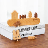 Suport pentru Chei, Vivimall, din Lemn, Aplicare fara Perforare, Adeziv Inclus, 5 Carlige Albe, Model Casuta, Greutate Suportata 5 kg, 13.5 x 23 cm, Maro - vivimall.ro