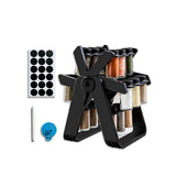 Suport Pentru Condimente Rotativ, Vivimall, Multifunctional, Pivotant 360°, Portabil, Usor de Montat, 34x23 cm, ABS/Sticla, Negru - vivimall.ro