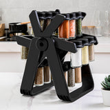 Suport Pentru Condimente Rotativ, Multifunctional, Pivotant 360A°, Portabil, Usor De Montat, 34X23 Cm, Abs/Sticla, Negru - vivimall.ro