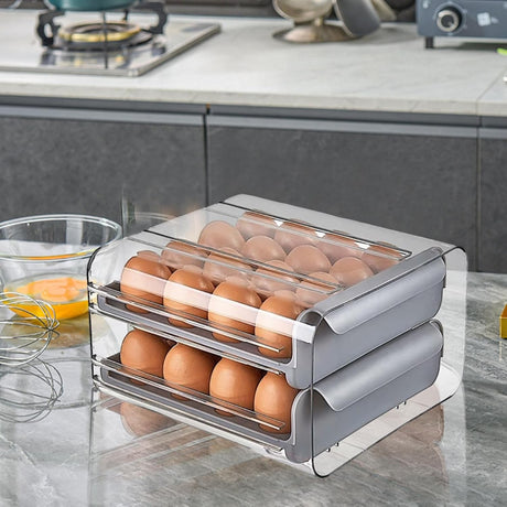 Suport Pentru Oua, Strat Dublu, Capacitate 32 De Oua, 23.5X21.5 Cm, Din Plastic - vivimall.ro