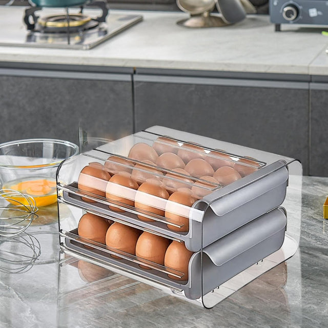 Suport Pentru Oua, Strat Dublu, Capacitate 32 De Oua, 23.5X21.5 Cm, Din Plastic - vivimall.ro