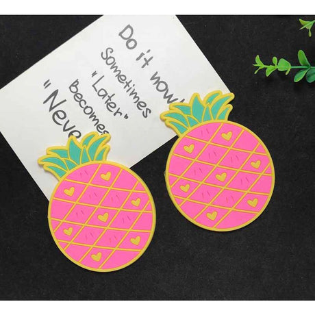 Suport Pentru Pahar, Model Ananas, Din Pvc, 12 X 9 Cm, Rezistent La Caldura, Roz - vivimall.ro