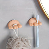 Suport de Baie, Vivimall, Multifunctional, pentru Periute/Cabluri, din PVC, cu Ventuza, Model Picior, 4 x 6.5 cm, Crem - vivimall.ro