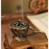 Suport de Tamaiat, Vivimall, din Aliaj de Zinc, Model Lotus, Ignifug, 9.7 x 4.8 x 4.7 cm, Bronz - vivimall.ro