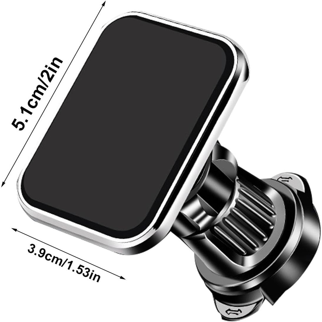 Suport Auto pentru Telefon, Vivimall, MagSafe, cu Magnet, Prindere Grila de Ventilatie, Detalii Fine, Rotativ 360 de Grade, Plastic Magnet Silicon, 5.1x3.9 cm, Negru Argintiu - vivimall.ro