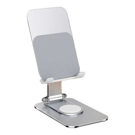 Suport pentru Telefon, Vivimall, Suport Pliabil pentru Streaming, din Aliaj de Aluminiu, Compatibil cu Tableta, pentru Birou, 14.6 x 11.5 x 7 cm, Aurora Silver - vivimall.ro
