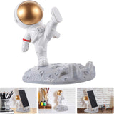 Suport pentru Telefon, Flippy, Suport de Birou pentru Telefon, Suport Telefon pentru Copii, Model Astronaut, Model 1, 9 x 10 x 6.5 cm, Plastic, Alb - vivimall.ro