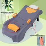 Suport Pliabil pentru Spalat Parul Vivimall, Pentru Copii, 0 - 16 ani, cu Picioare Antialunecare, Material Polipropilena, Suport Cap Reglabil, cu Manere, 82 x 40 x 28 cm, Bleumarin - vivimall.ro