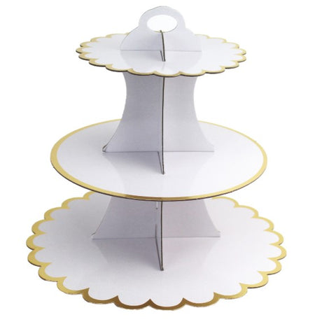 Suport Etajat pentru Prajituri, Flippy, cu Tematica Aniversare, 3 Nivele, Model 7, Alb - vivimall.ro