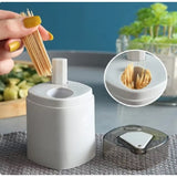 Suport scobitori automat cu buton și capac | EasyPick - vivimall.ro