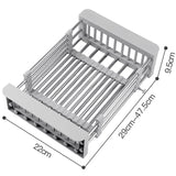 Suport Scurgere Extensibil pentru Bucatarie, Vivimall, Uscator Vase din Otel Inoxidabil, Suport Tacamuri si Pahare, Suport pentru Fructe si Legume, 29 x 22 x 9.5 cm-Gri - vivimall.ro