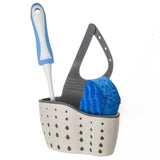 Suport Scurgere pentru Burete si Laveta de Vase Bucatarie, Vivimall, Bej, Curea Reglabila, Plastic Flexibil, 15x 5x 20cm - vivimall.ro