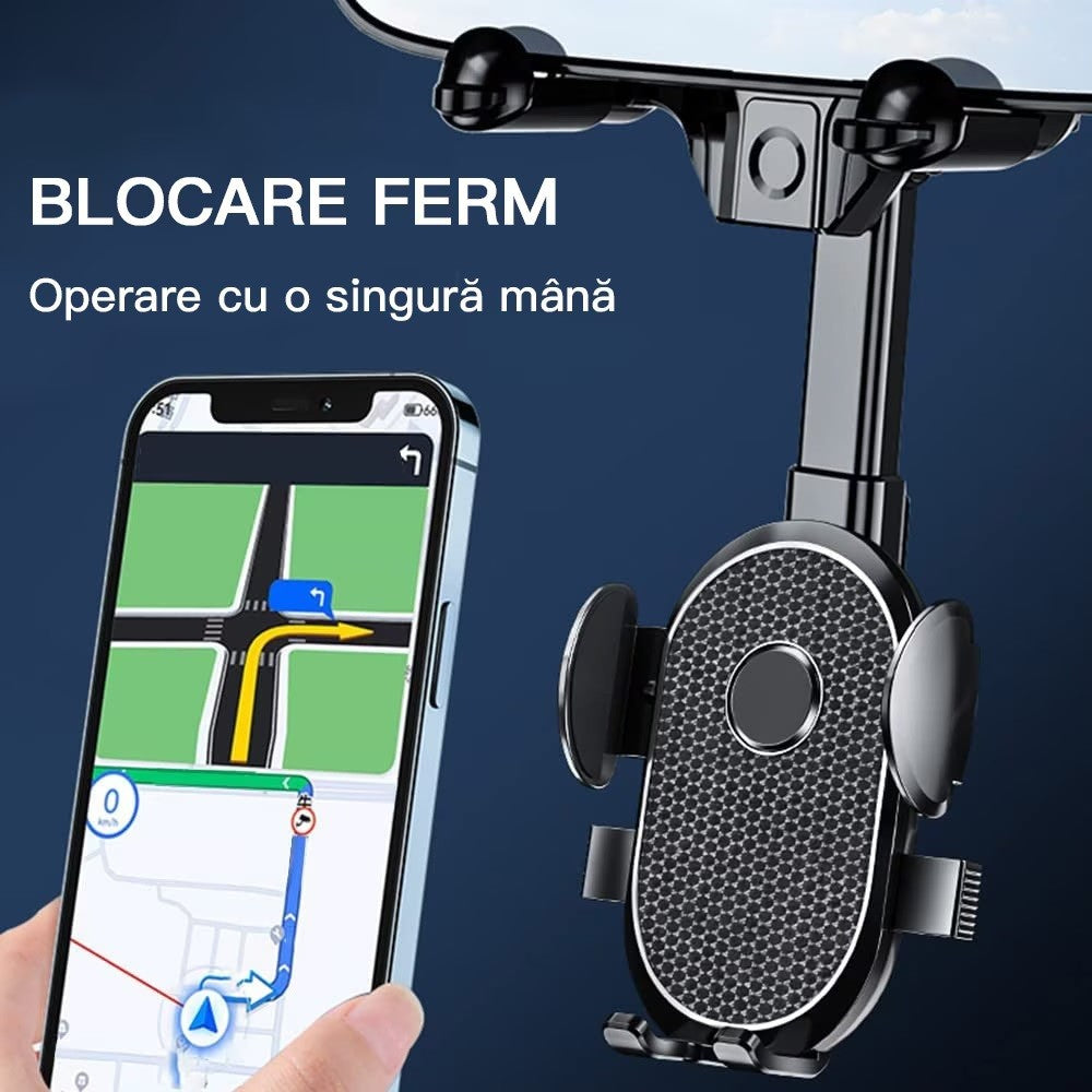 Suport Telefon Auto, Pentru Oglinda Retrovizoare, Din Abs, Reglabil 360Â° - vivimall.ro