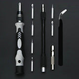 Surubelnite pentru Reparea Telefoanelor, Flippy, Set 115-in-1 Cromate, Demontarea Repararea Ceasurilor, Electronicelor Mici, Maner detalii Albe, 18 x 11 x 6 cm, Negru