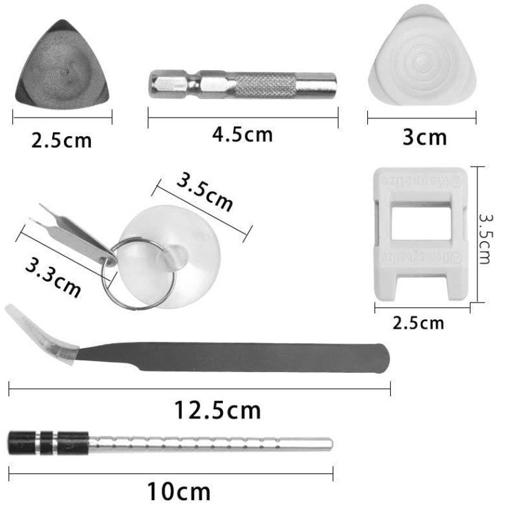 Surubelnite pentru Reparea Telefoanelor, Flippy, Set 115-in-1 Cromate, Demontarea Repararea Ceasurilor, Electronicelor Mici, Maner detalii Albe, 18 x 11 x 6 cm, Negru