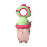 Suzeta pentru Fructe, Vivimall, pentru Bebelusi, din Silicon Alimentar, +4 Luni, 2 mm Grosime Gauri Tetina, 12.4 x 5.1 x 4.7 cm, Verde/Fucsia - vivimall.ro